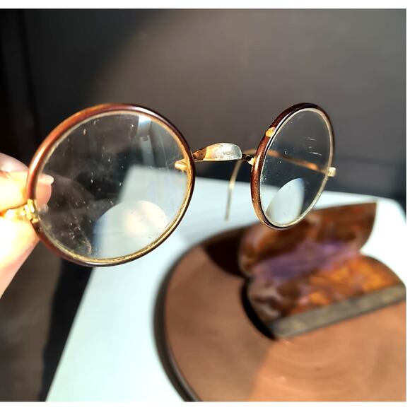 1681.  Antique Round Bifocal Eyeglasses Wire Frame with Case main image 8
